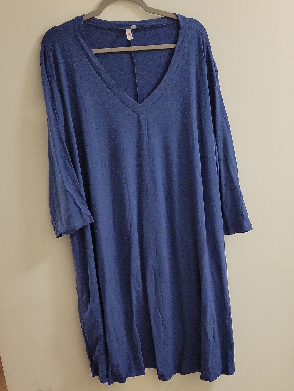 Curvie Luvie V-Neck 3/4 Sleeve Blue Shift Dress Size 4xl